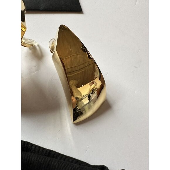 SAINT LAURENT Triangle Moderniste Earrings Vieil Or Laiton Brass Gold - Picture 4 of 6